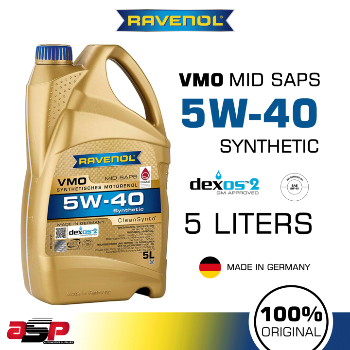 RAVENOL VMO SAE 5W-40 SYNTHETIC Gasoline and Diesel Oil 5 Liters ...