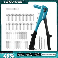 Libraton Rivet Gun Kit, 80PCs Metal Rivets, 4 Drill Bits, Heavy Duty Hand Riveter, Pop Rivet Gun Tool for Metal, Automotive