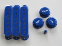 KR- ST  Guitar Pickup Covers Knobs (white number) &amp; Switch Tip Blue