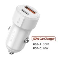 Toocki 50W USB ที่ชาร์จแบตในรถ C ชาร์จเร็ว QC PD 3.0 Type C ตัวชาร์จไฟสำหรับ iPhone เร็ว14 Pro Max Xiaomi POCO เครื่องชาร์จ Samsung ในรถที่ชาร์จแบตในรถ LCZ396ที่ชาร์จแบตในรถ S