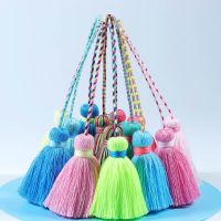 ✜☊ Multicolor Polyester Cotton Tassels DIY Jewelry Curtain Decorative Accessories Bag Pendant Double Color Craft Tassel Fringe
