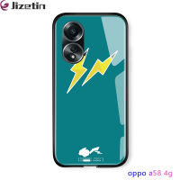 Jizetin เคส OPPO A58 4G เคสลายการ์ตูนสำหรับเด็กผู้หญิงและผู้หญิง Pocket Monster เคสโลโก้ Flash กันกระแทกฝาหลังกระจกเทมเปอร์