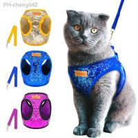 Bling Sequins Cat Dog Harness and Leash Set Adjustable Puppy Kitten Walking Harnesses Vest Traction Belt For Small Dogs Cats