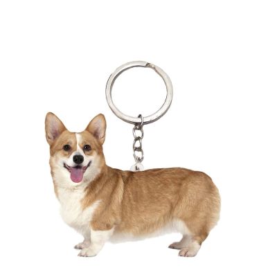 Corgi Dog Acrylic Keyring Animal Sit Dogs 2D Flat Keychain Men Car Key Chain Ring Gift Gifts for Women Keyring Key Chains