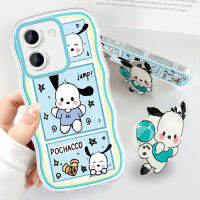 เคสม็อบสำหรับ Vivo Y27 Y27 5กรัมพร้อมที่ยึดฟรีนิ่มแฟชั่นเคสโทรศัพท์หยัก Pochacco การ์ตูนกันกระแทกเคสโทรศัพท์มือถือป้องกันกล้องคลุมทั้งหมด