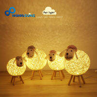 LED Little Sheep NightLight Hand- Lampshade Moon Lamp Remote Dimming Sleep Bedroom Bedside Kawaii Decor Animals Table Lamp