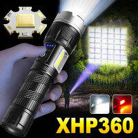 【เรือจากประเทศไทย】ไฟฉายแรงสูง ซูม XHP360 led lights ไฟฉายไฟ 2000W Flashlight 500000 Lumen อลูมิเนียมอัลลอยด์ The Most Powerful USB Zoomable Led+COB Flashlight With 1*26650 battery 5000mAh ไฟฉายเดินป่า Tactical Flash Light Torch