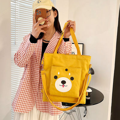 New Large Capacity Multipurpose Canvas Bag Womens Messenger Bag Early High School Student Schoolbag Korean Style Shoulder Bag Handbag