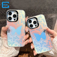 Flygoods เคสสำหรับ Xiaomi โทรศัพท์ลายผีเสื้อไล่ระดับสีแบบเกาหลีเคส X3 X3 Nfc/ X3 Pro / X5 Pro/ M2 / M2 Pro / M5S / Poco C50 C40เคส C55เลเซอร์สีผีเสื้อฝาหลังพีซีกันกระแทก