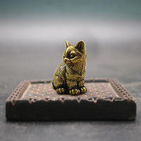 Retro Cat Figurines ทองแดงขนาดเล็กรูปปั้นแมวตกแต่งสัตว์รุ่นรูปของเล่นสำหรับ Home Room Desk Decor Cat Figurine Lovely