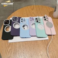 KISSCASE เคสโทรศัพท์กระดุมพลิกเลนส์มาการองแบบแข็งสำหรับ Iphone 12 13 14 Pro Max เคสป้องกันฟิล์มเลนส์13pro โลโก้12ช่องเปลือกแม่เหล็ก