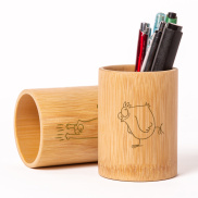 Dụng cụ đựng bút gỗ tre tự nhiên họa tiết vui nhộn trang trí bàn học