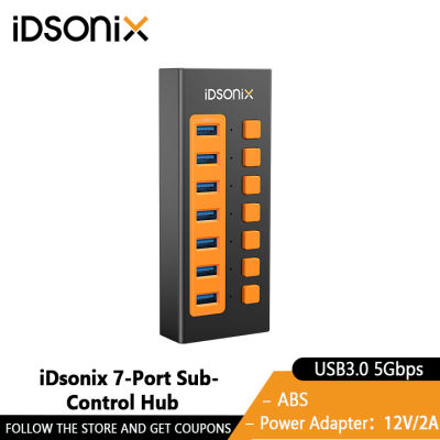 IDsonix USB ฮับควบคุมย่อยฮับ3.0ตัวแยก USB อะแดปเตอร์ไฟ USB ขยายฮับ5Gbps พร้อมสวิตช์สำหรับแล็ปทอปแมคบุ๊ค