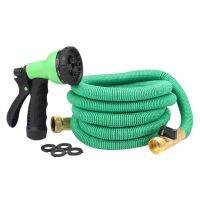 25 Ft Garden Hose with 3/4 Solid Brass Connectors Fittings Valve 8 Pattern Spray Nozzle Durable Latex Core