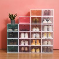 Foldable Plastic Drawer Shoe Case Thickened Transparent Drawer Case Plastic Shoe Storage Boxes Stackable Organizer Shoe Box Rack