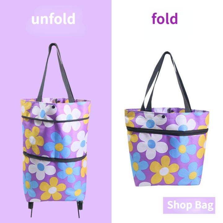 Grocery Carts Trolley Folding Shopping Bag with Wheels Portable