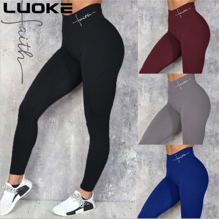 luokeขนาดพิเศษกางเกงโยคะสำหรับผู้หญิงเลกกิ้งพิมพ์ลายhip-liftเหมาะสำหรับวิ่งออกกำลังกายโยคะสไตล์เรียบง่าย