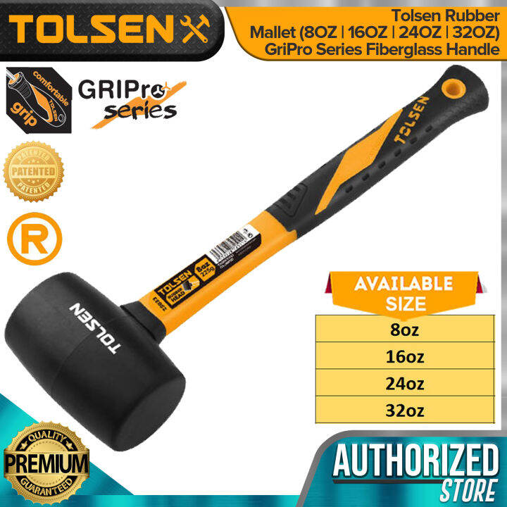 Tolsen Rubber Mallet (8OZ | 16OZ | 24OZ | 32OZ) GriPro Series ...