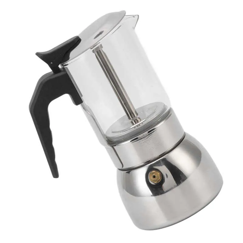 200/300ml Glass Moka Pot Stainless Steel Delicious Moka Pot Coffee Maker  Heat Resistant for Home