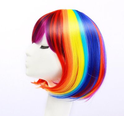 วิกผมสีรุ้ง วิกผม วิกผมสายรุ้ง วิกผมเรนโบว์ วิก ผม สั้น ยาว วิกผมสั้น วิกผมยาว สีรุ้ง สายรุ้ง เรนโบว์ ผมปลอม Rainbow LGBT PRIDE short &amp; long hair wig