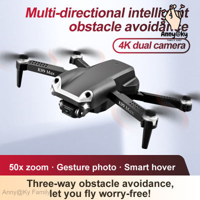 โดรนหลีกเลี่ยงอุปสรรคสามด้าน K99 MAX พับสูงสุด 4K, กล้องทางอากาศความละเอียดสูงรีโมทคอนโทรล quadcopter Drone ของเล่น