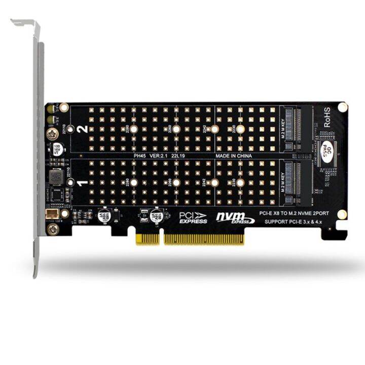 PCIE X8 X16 Double Disk Transfer Card NVME M.2 MKEY SSD RAID Array