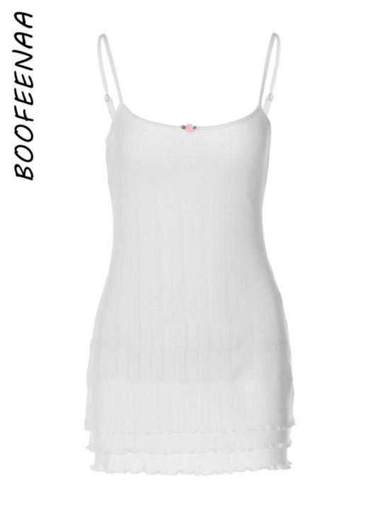boofeenaa-y2k-2000s-น่ารักถักสีขาวชุดสายเดี่ยว-backless-frilly-ชุดกระโปรงแบบสั้นมินิฤดูร้อนเด็กผู้หญิงคาวาอี้เสื้อผ้า-c15-ch19