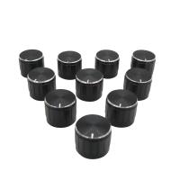 10pcs Volume Control Rotary Knobs black For 6mm Dia. Knurled Shaft Potentiometer Audio amplifier knob switch Size: 21MM x 17MM