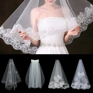 Short Tulle Wedding Two Layer White Ivory Bridal Veil with Comb Ivory