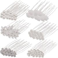 120 Pieces Wedding Bridal Hair Pins, Flower Crystal Rhinestone Hair Pins Hair Accessories for Wedding,Prom, Party