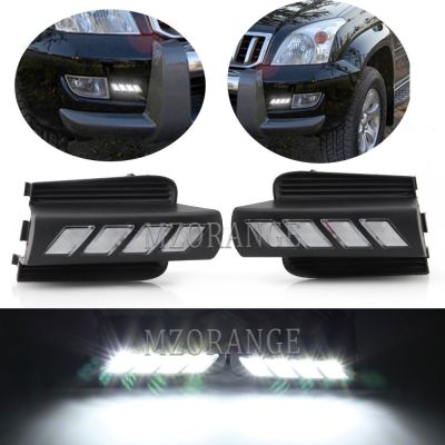♙▣▦ 1 set LED DRL For Toyota Prado 120 Land cruiser LC120 FJ120 2003-2009 LED Headlight Driving Lamp with Controller Wire Harness
