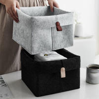 Felt Storage Basket Living Room Tea Table Black Gray Sundries Storage Basket Cloth Felt Storage Box Bedroom Socks Storage