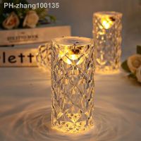 LED Crystal Table Lamp USB Touch Night Light RGB Rose Atmosphere Projector Lamp Bedside Table For Bedroom Gaming Room Decoration