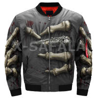 Mens Uni 3D er Jackets Trippy Skull Head Print Zipper Flight Jacket Casual Thick Coats Uni Harajuku Women Streetwear 2