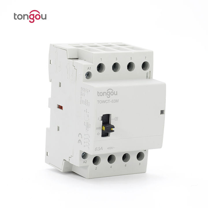 4p-63a-4no-220v230v-5060hz-din-rail-ในครัวเรือน-ac-modular-contactor-พร้อมสวิตช์ควบคุมด้วยตนเอง-tongou