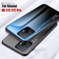 2023Hotsale Gradient กระจกนิรภัยฝาหลังสำหรับ Mi 11T Pro เคสศัพท์ Hard Funda TPU Edge ป้องกัน Slim Skin