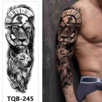 Temporary Tattoos for Man Large Size Arm Sleeve Tattoo Sticker Body Art Fake Tattoo for Women Black Forest Tatoo Wolf Stickers