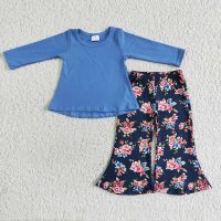 【CC】 Wholesale Baby Fashion Outfit Toddler Sleeve Cotton Top Floral Pants Children New Set