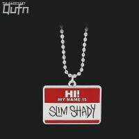 ☼ Slim Shady Hippie Choker Necklace Pendant Men Square Necklaces Alloy Bead Chain Rapper Jewerly