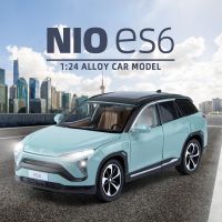 1:24 NIO ES6 SUV ยานพาหนะพลังงานใหม่โลหะผสมโมเดลรถของเล่นโลหะดึงกลับเสียงและไฟคอลเล็กชันเด็กของขวัญ