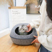 Hot Cat เตียงประดิษฐ์ Felt House สำหรับแมวถุงนอน Nest Cushion Eggshell ที่ถอดออกได้ Breathable Semi Enclosed Cave