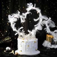 【CW】 Feather Cake Topper for Birthday Wedding Cake Party Cake Decoration Baking Dessert Valentine  39;s Day Cake Top Decoration Supplies