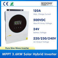 อินเวอร์เตอร์พลังงานแสงอาทิตย์3.6KW/5.6KW แรงดันแบตเตอรี่24V/48V เพื่อ230VAC เอาต์พุตสัญญาณไซน์เวฟในตัว Wi-Fi และหน้าจอสีวง RGB LED