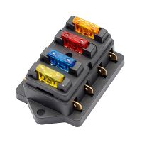 12V 24V Auto Car Truck 4 Way Blade Fuse Block Fuse Box Unit Catch-holder 4Pcs Fuses Circuit Standard ATO