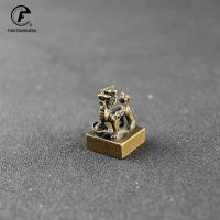 Copper Dragon Coins Engraved Seal Sculpture Desk Ornaments Vintage Brass Animal Miniatures Figurines Decorations Home Decor Gift