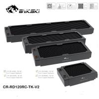 Bykski Wate Cooling Radiator 120/240/360/480 40มม. ทองแดงสีแดง/2ชั้น12 FPI 120มม. พัดลมคอมพิวเตอร์ Water Cooling Liquild Cooler แถว