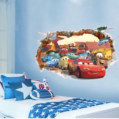 3d Disney Cars Wall Sticker For Child Room Nursery Decoration Vinyl Baby Wallpaper Spider-man Bedroom Poster Decor Self-adhesive Tapestries Hangings