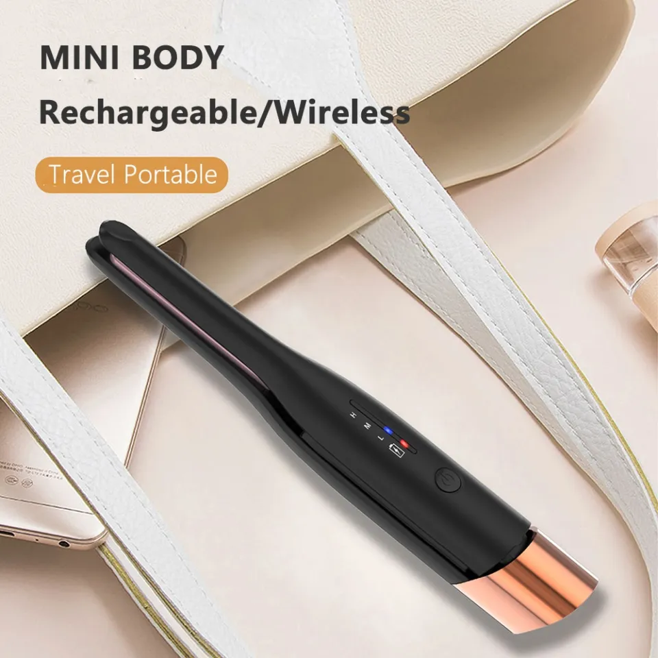 Hair Straightener, Cordless Straightener, Portable Flat Iron for Hair,  USB-C Rechargeable Ceramic Mini Flat Iron with 4800mA Battery, Adjustable