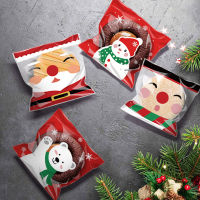 100Pcs Christmas Gift Bag Self Adhesive Cookies Candy Wrapping Bag New Year Party Gift Snack Baking Plastic Bag Navidad 2022