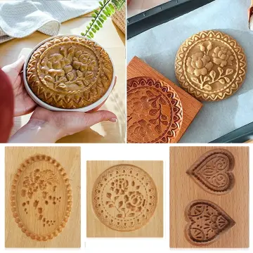 Gingerbread Mold Shortbread Bake DIY Pattern Carved Christmas Tree Wooden Cookie  Cutter Biscuit Mold Baking Tool NEW